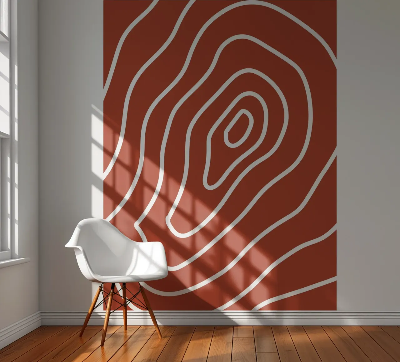White Line Red Background photo wallpaper by MODERN NUANCE