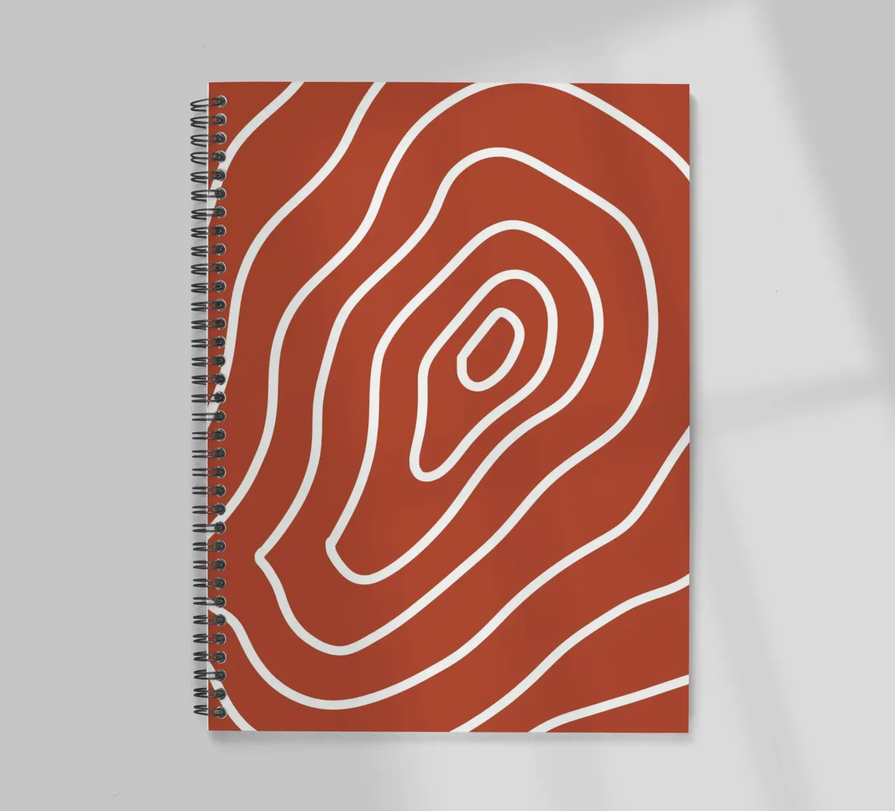White Line Red Background spiral notebook by MODERN NUANCE