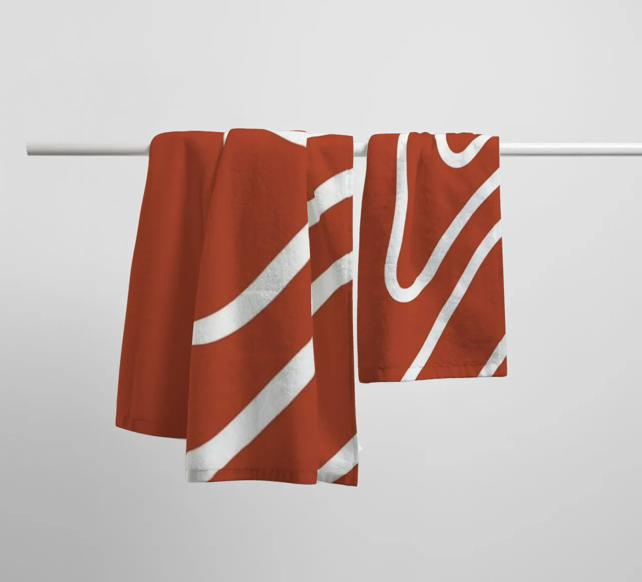 White Line Red Background towel by MODERN NUANCE