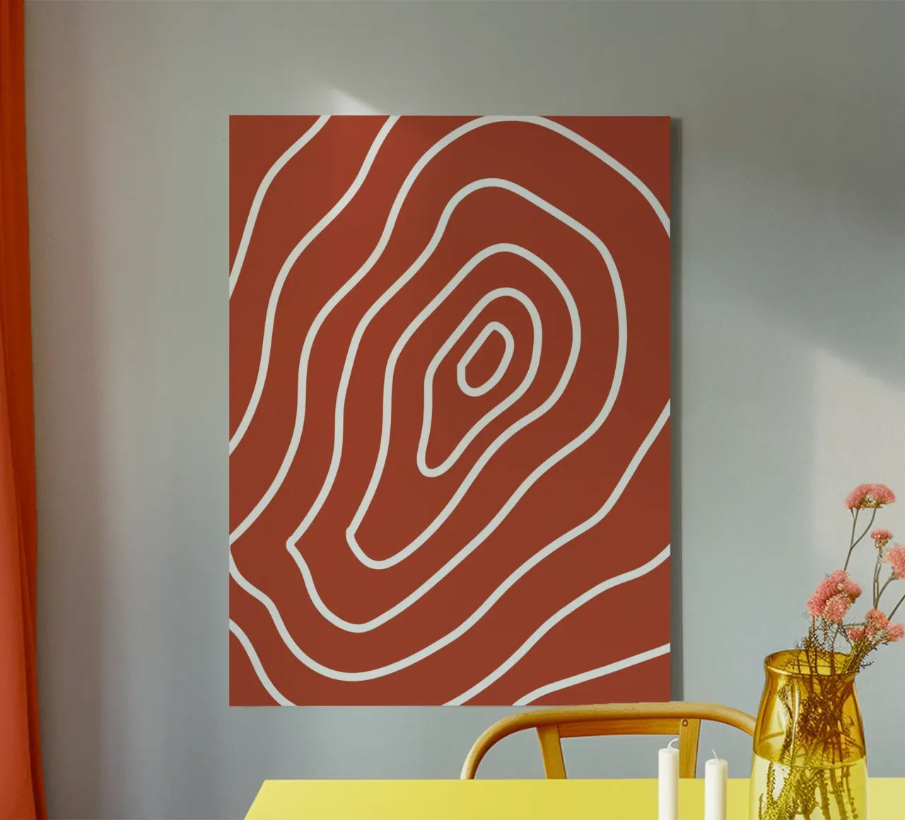 White Line Red Background canvas by MODERN NUANCE