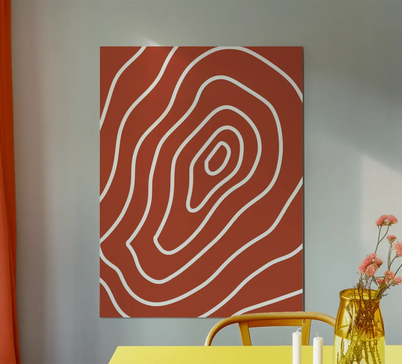 White Line Red Background hahnemühle by MODERN NUANCE