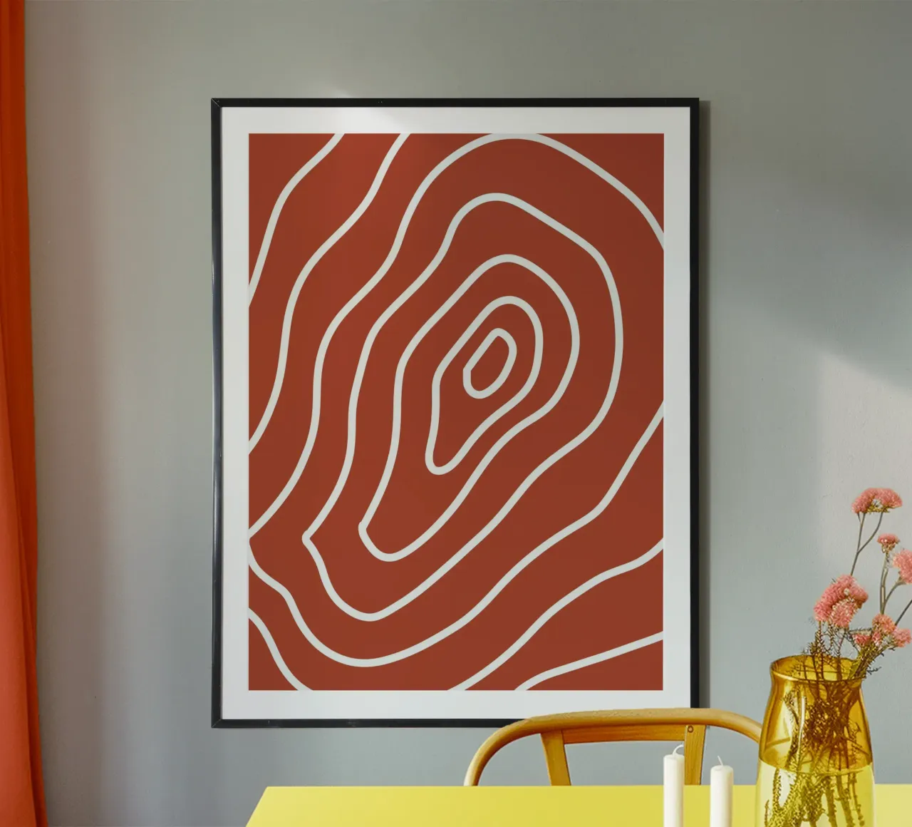 White Line Red Background hahnemühle by MODERN NUANCE