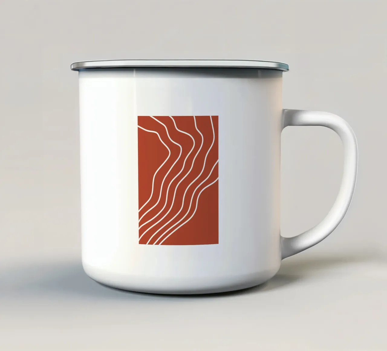 Linea bianca Sfondo rosso tazza in smalto da MODERN NUANCE