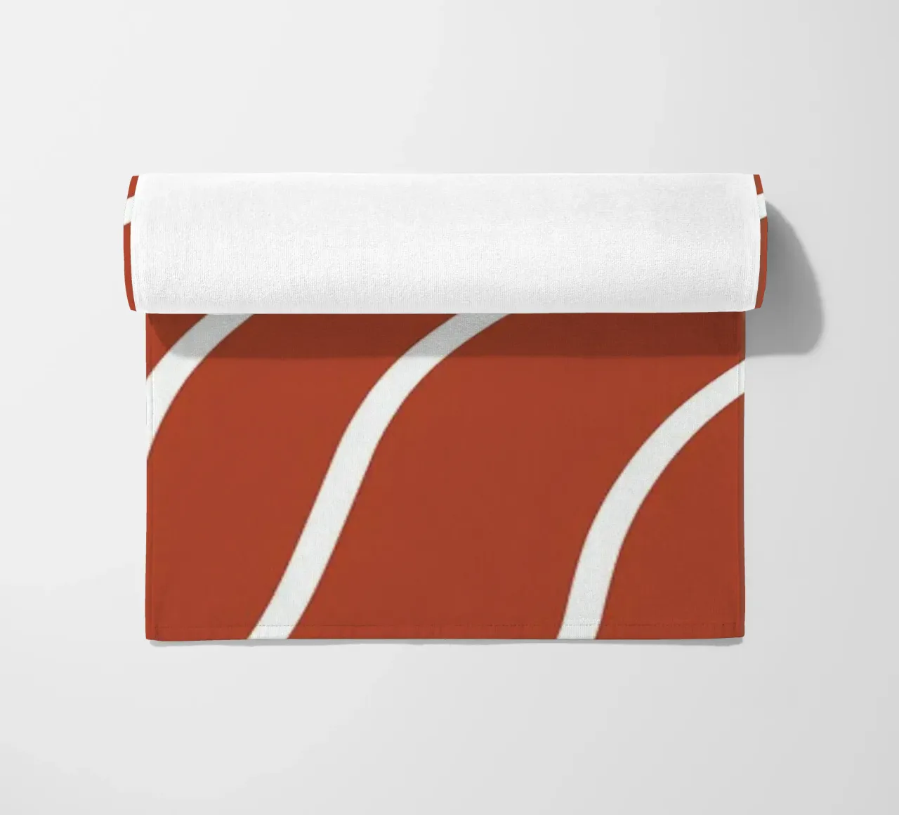 White Line Red Background beach towel by MODERN NUANCE