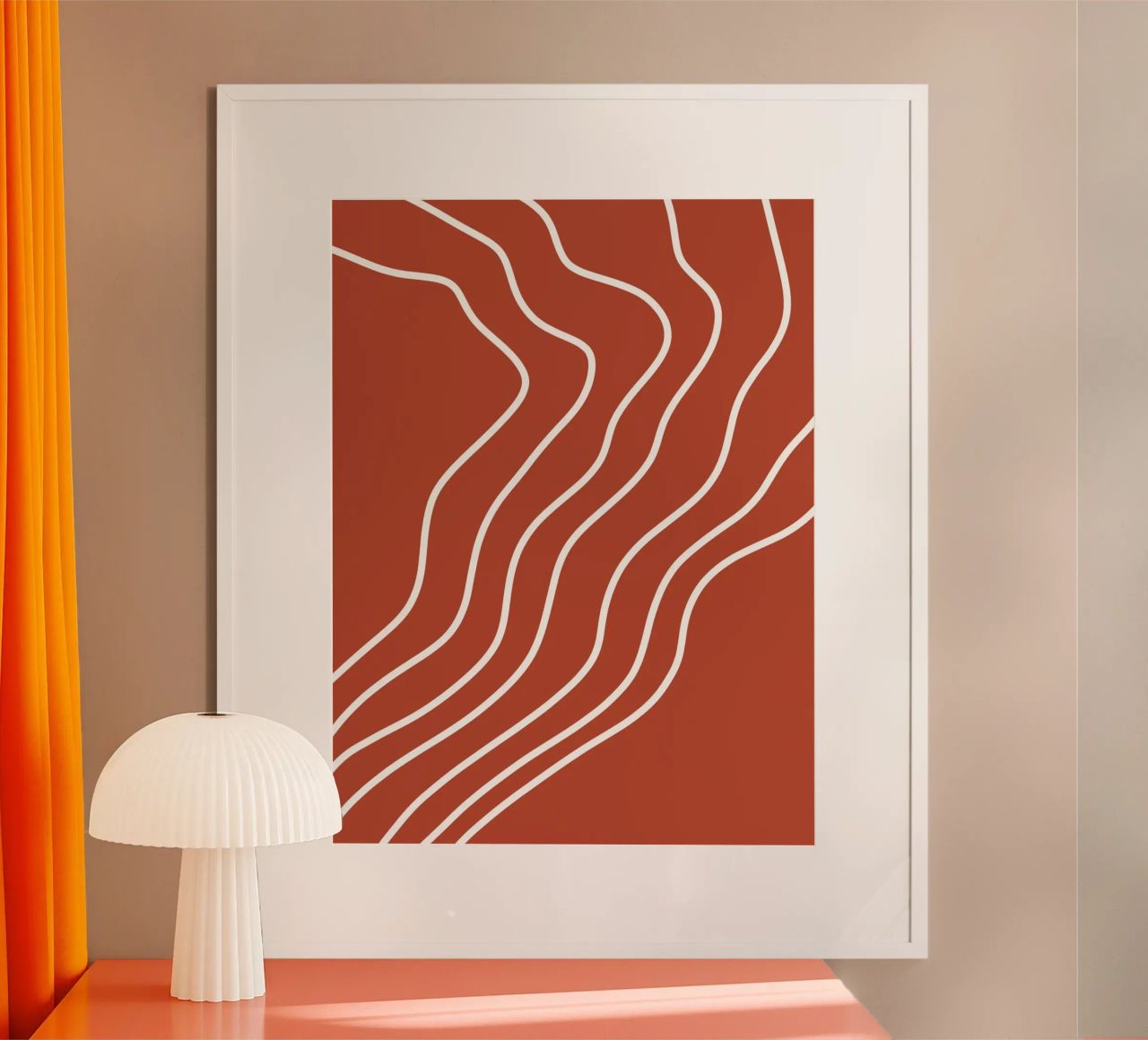 Linea bianca Sfondo rosso carta hahnemühle da MODERN NUANCE