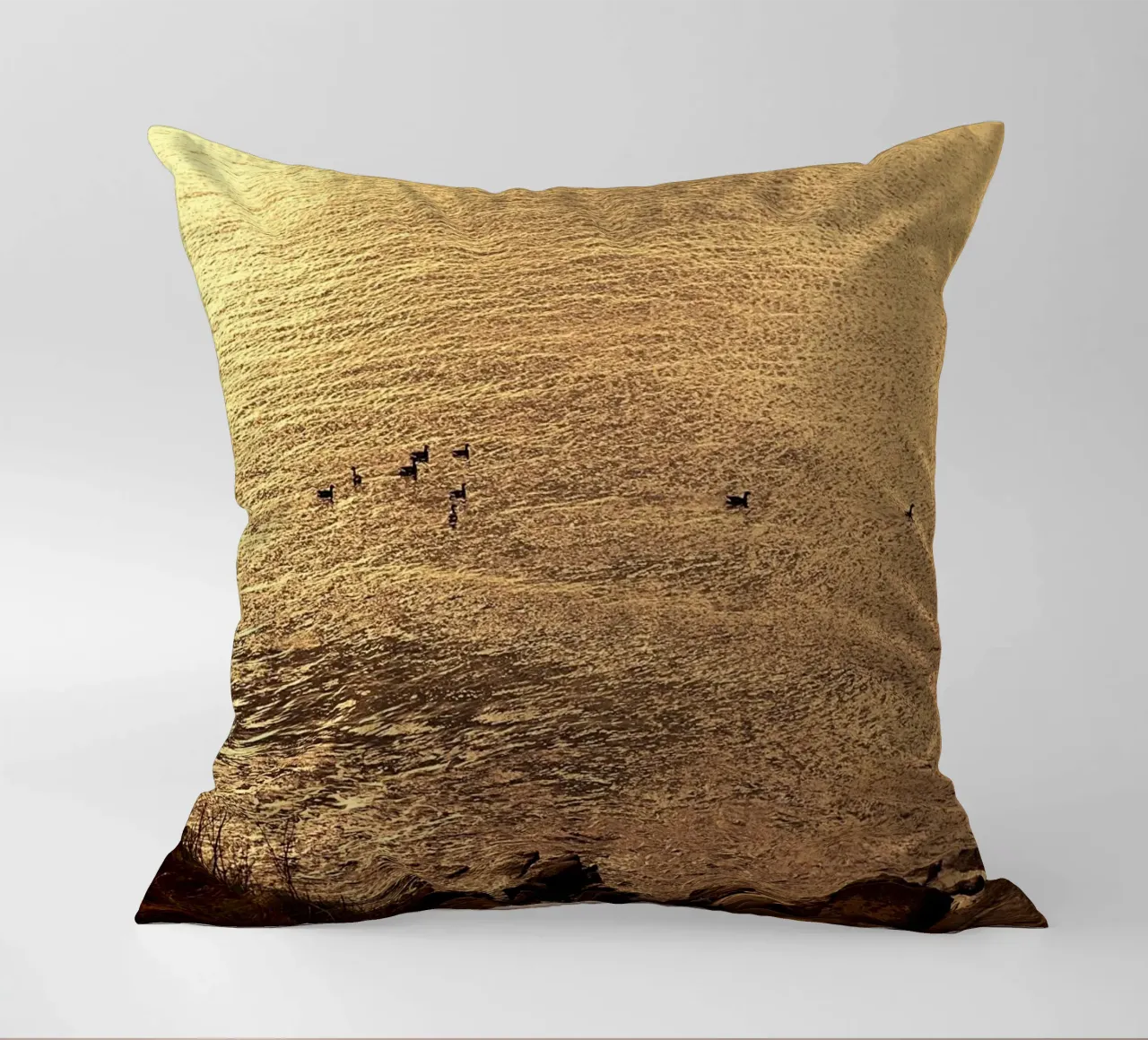 FAA266 PAESAGGIO OCEANO. LUCE DORATA CON GABBIANI. cuscino da Thierry vobmann photography