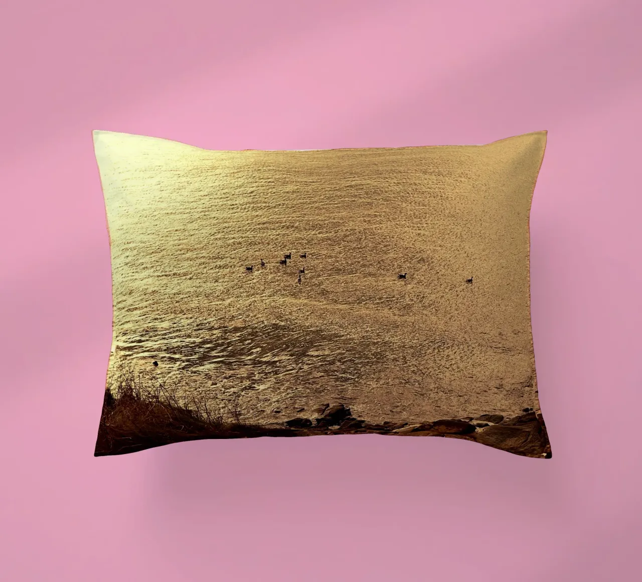 FAA266 PAESAGGIO OCEANO. LUCE DORATA CON GABBIANI. cuscino da Thierry vobmann photography