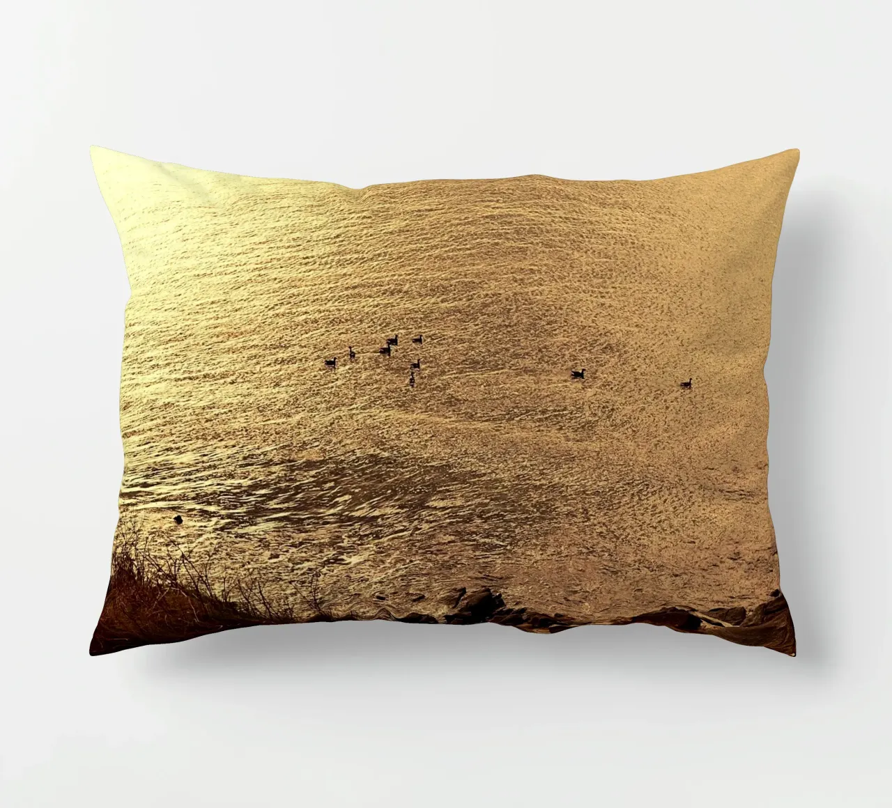 FAA266 PAESAGGIO OCEANO. LUCE DORATA CON GABBIANI. cuscino da Thierry vobmann photography