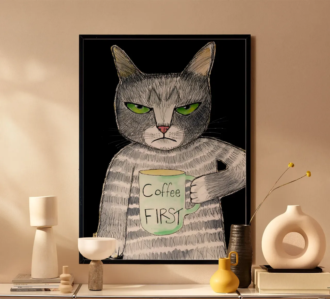 Gatto al caffè poster da Pictufy Sun & Spirit