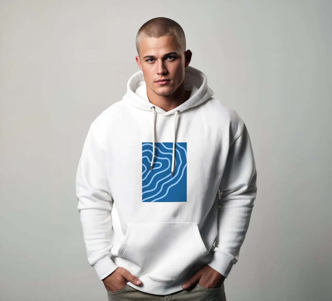 Linee blu minimaliste felpa con cappuccio da MODERN NUANCE