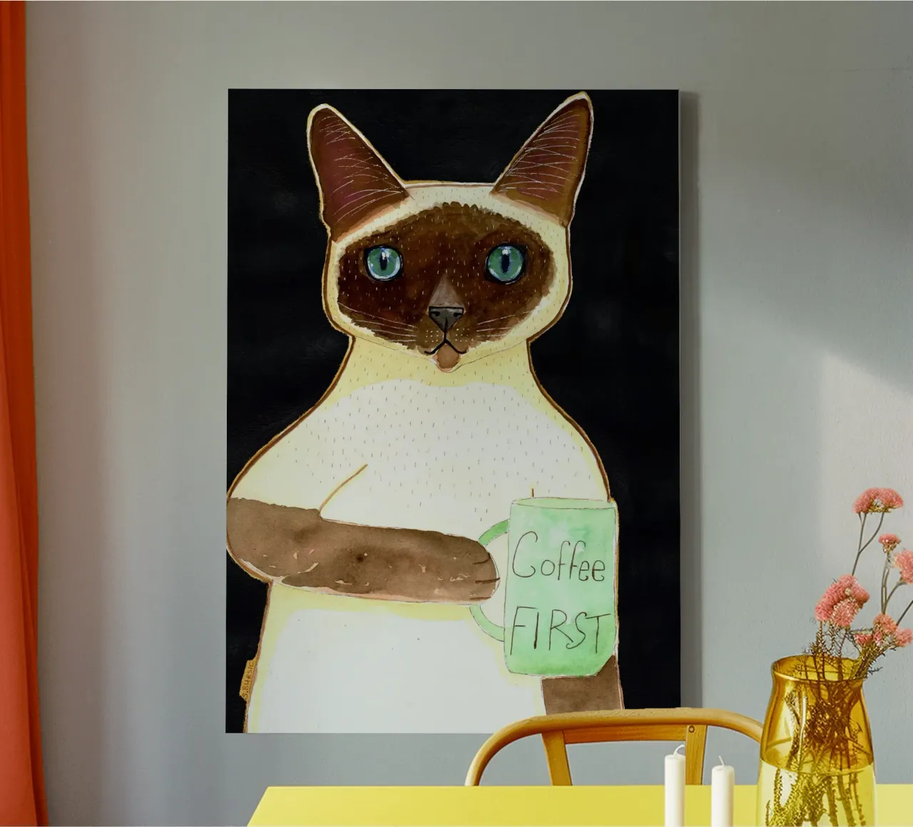 Siamesische Kaffeekatze II Leinwand mit Schattenfugenrahmen von Pictufy Sun & Spirit