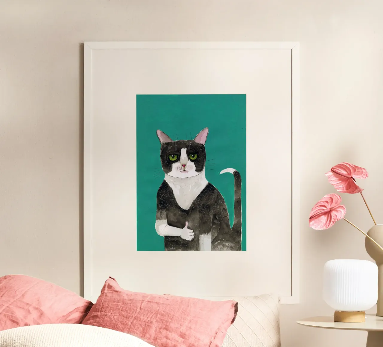 Gatto pollice in su poster con telaio in plastica da Pictufy Sun & Spirit