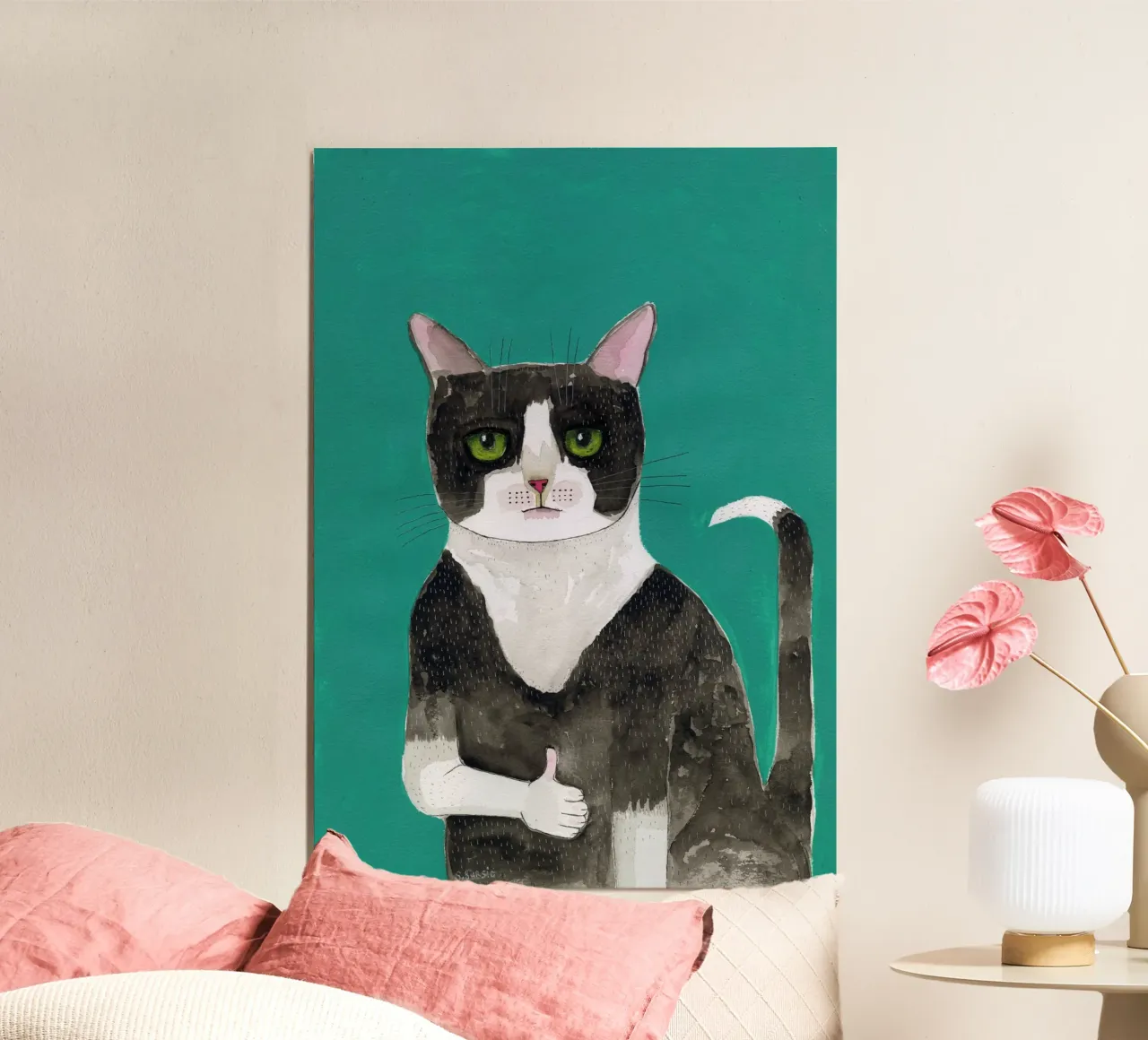 Gatto pollice in su poster con telaio in plastica da Pictufy Sun & Spirit