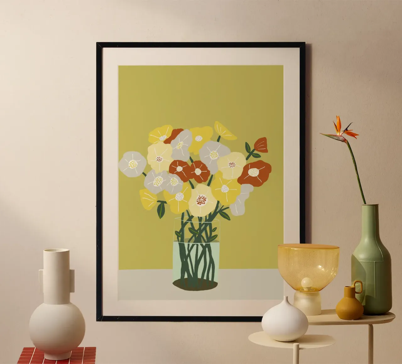 Vaso di fiori poster con telaio in legno da Pictufy Sun & Spirit