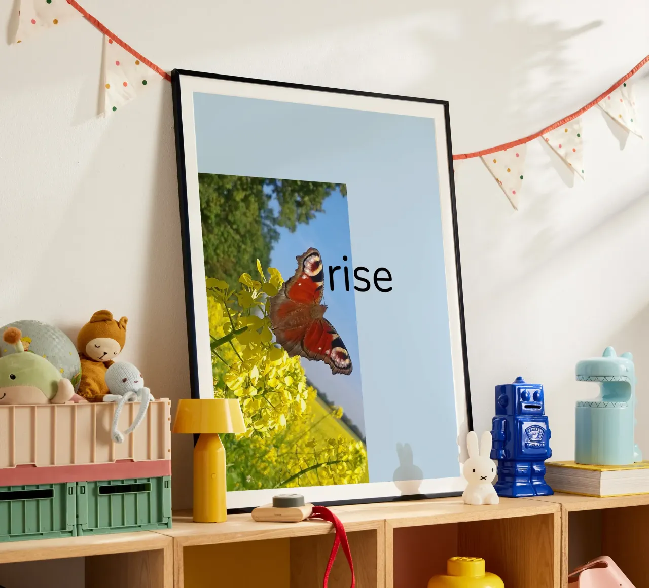 Vlinder poster met houten frame van Kreativernetzt