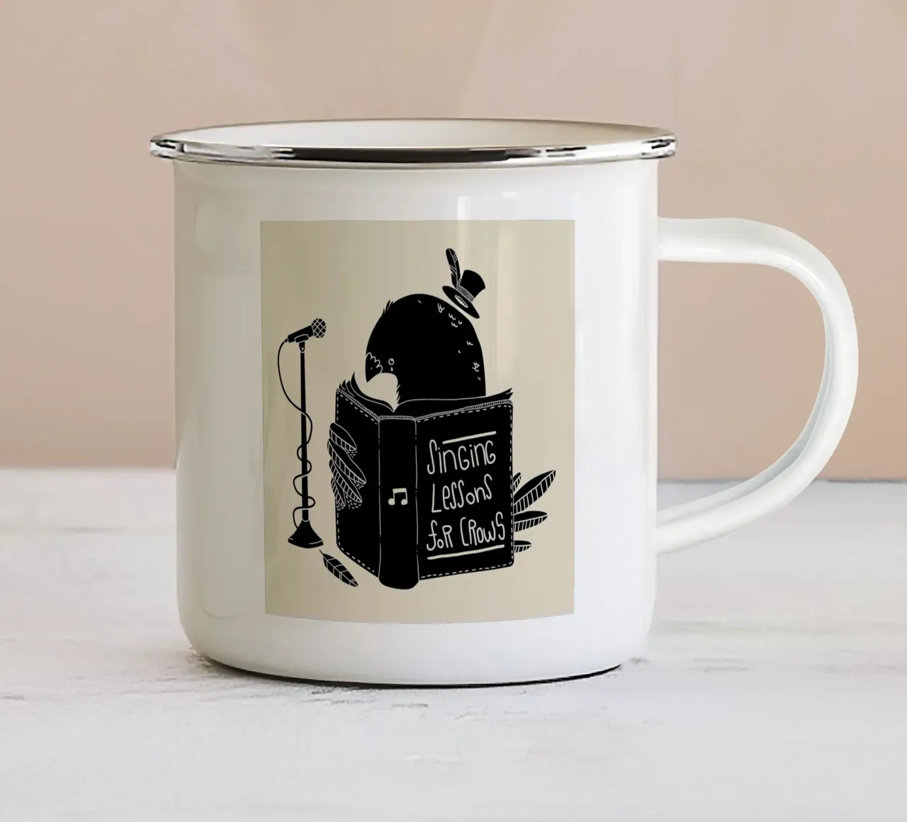 Singing Lessons for Crows enamel mug by Tobe Fonseca