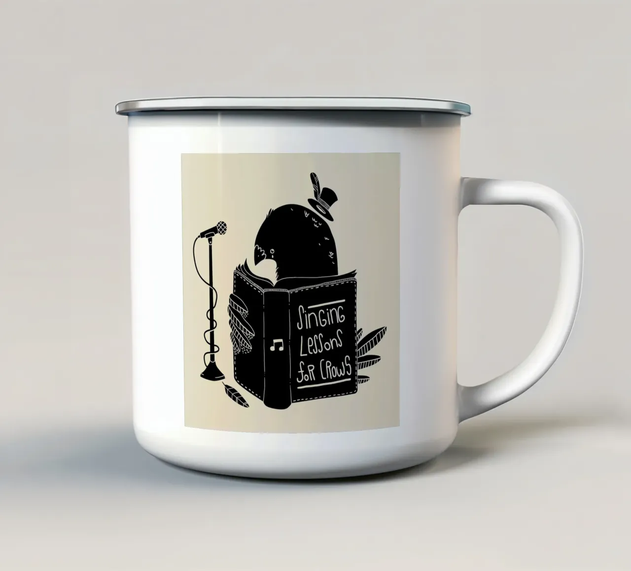 Singing Lessons for Crows enamel mug by Tobe Fonseca
