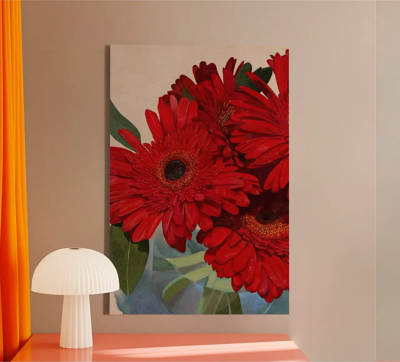 Dettaglio margherita gerbera rossa III tela con Cornice a cassetta da Pictufy Sun & Spirit
