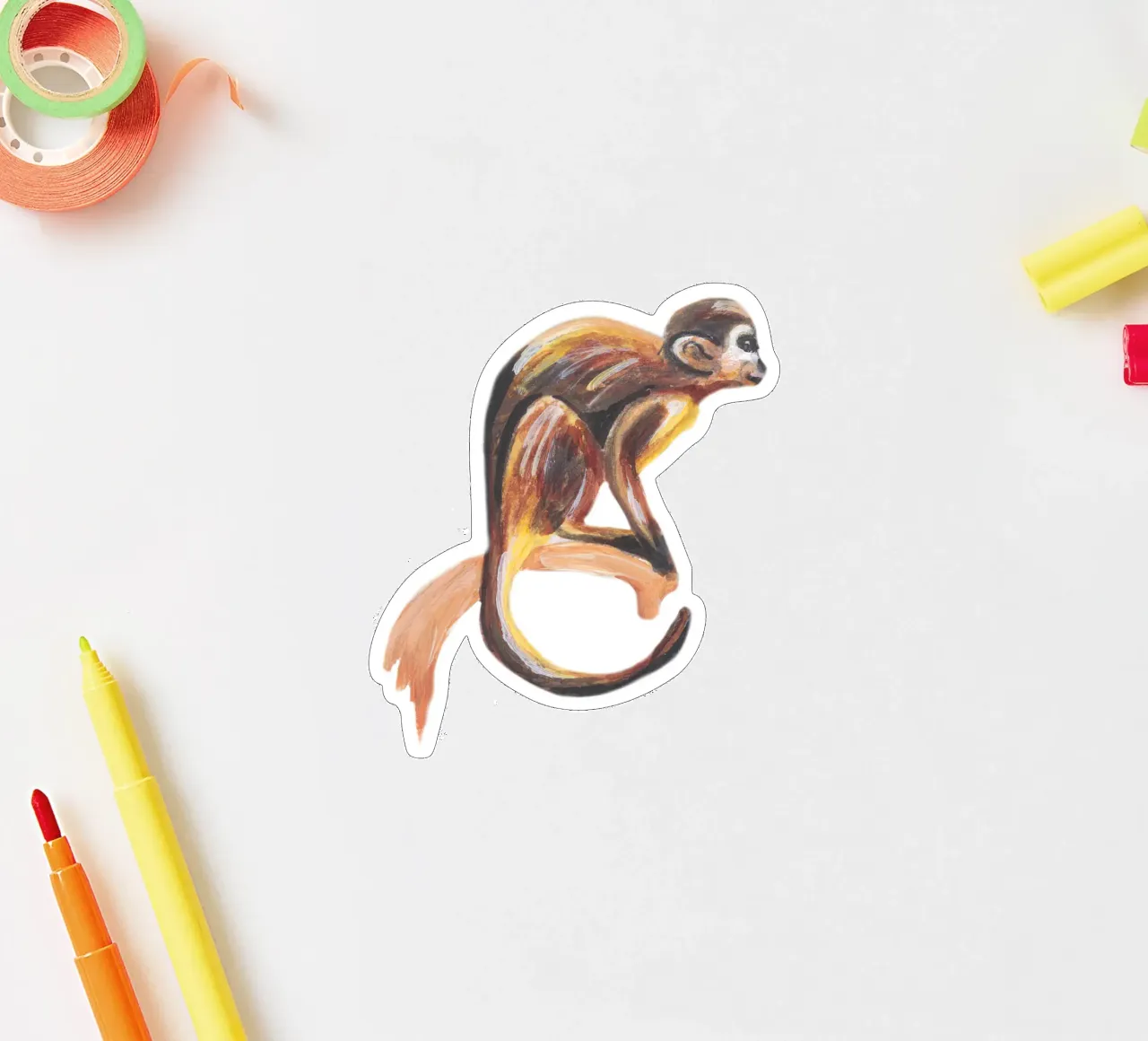 Monkey sticker by Femke Zwaan