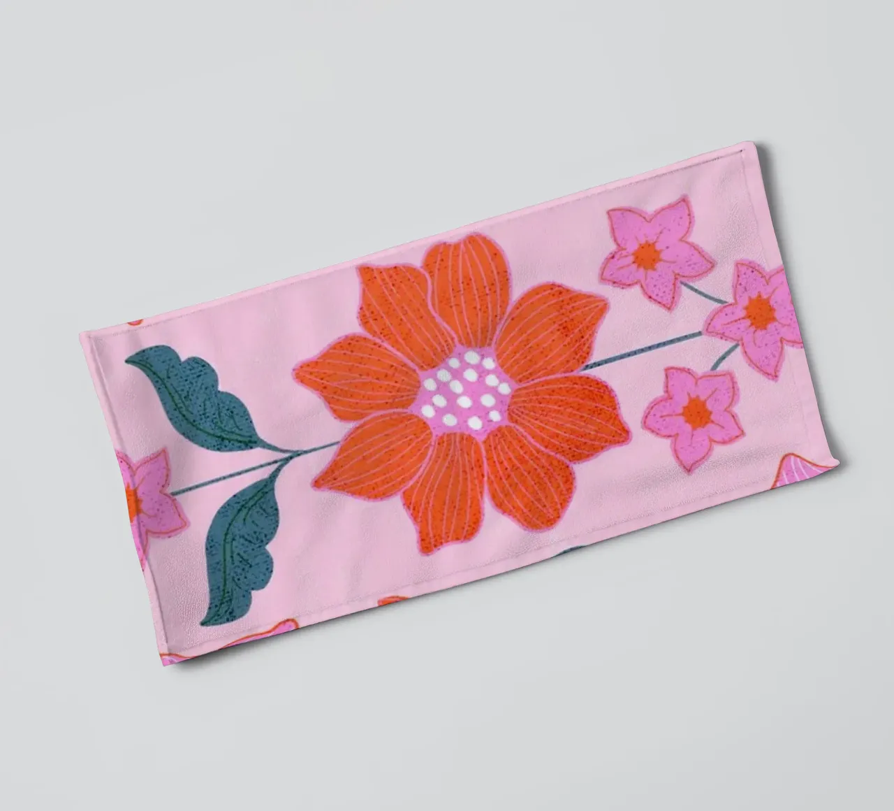 Allegri fiori di primavera in rosa e arancione asciugamano da bagno da showmemars