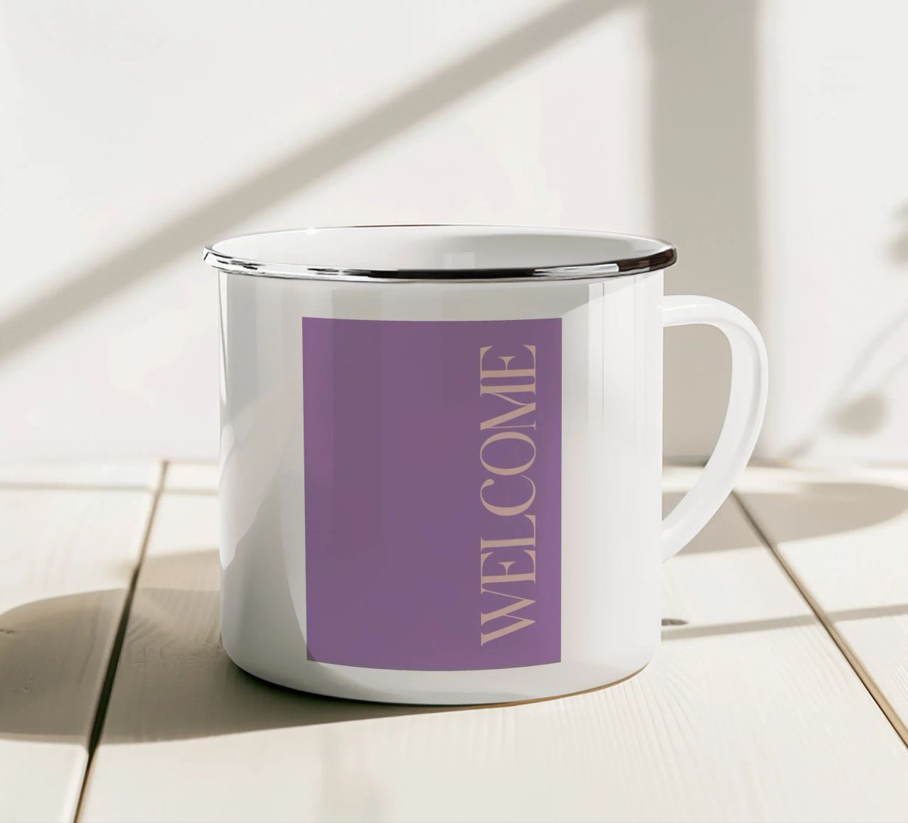 Welcome tazza in smalto da BAINAI QUOTES