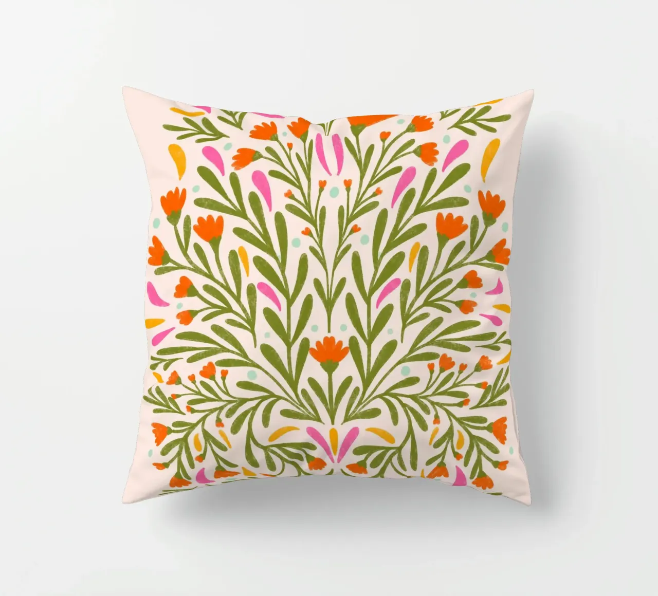 Spring flowers decorative cushion by Wackapacka