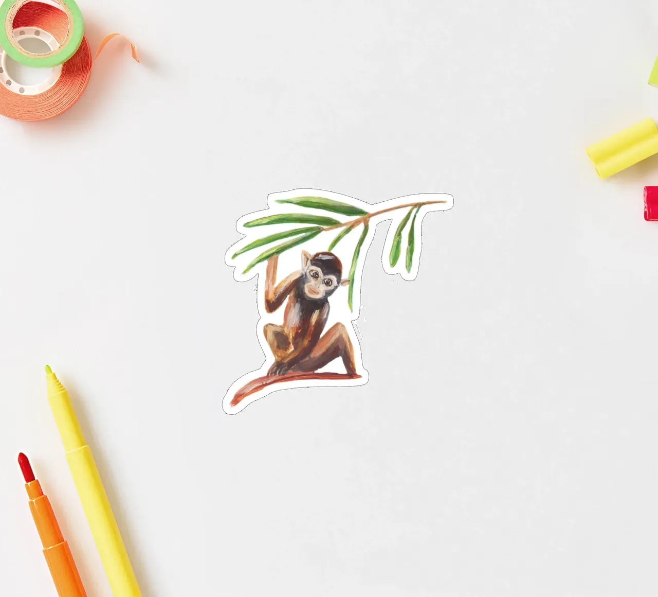 Monkey sticker by Femke Zwaan