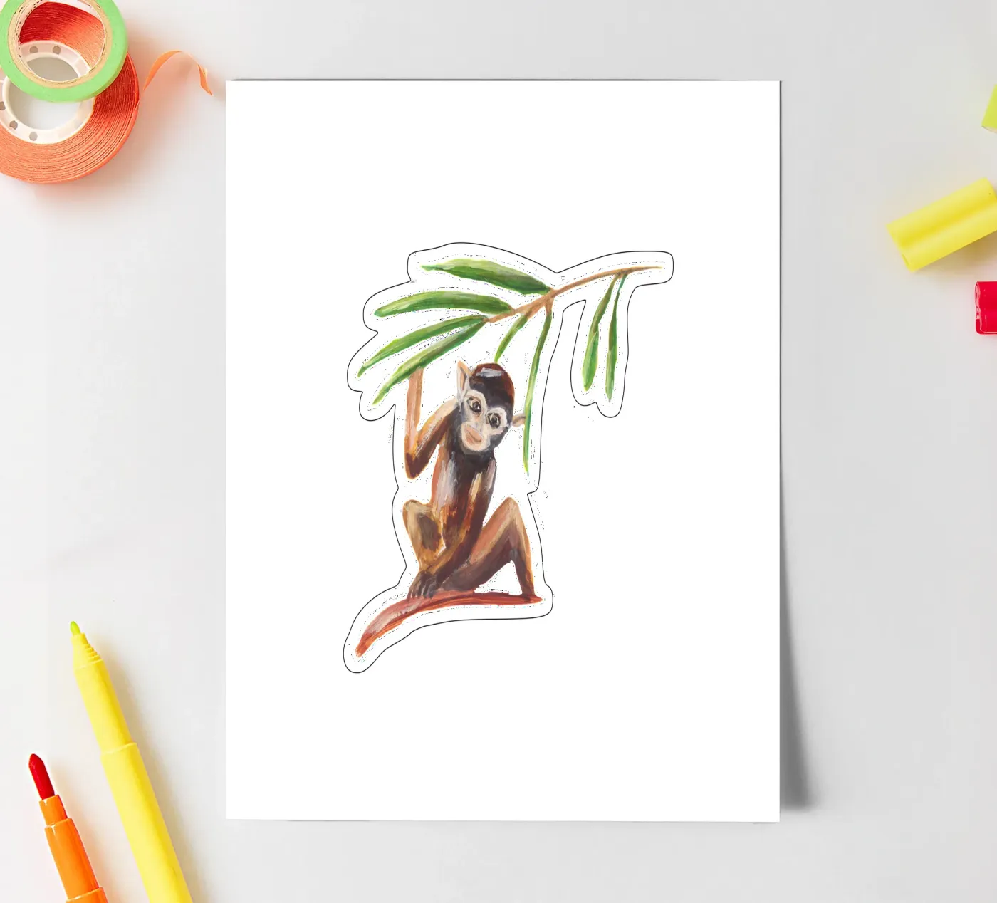 Monkey stickervel van Femke Zwaan