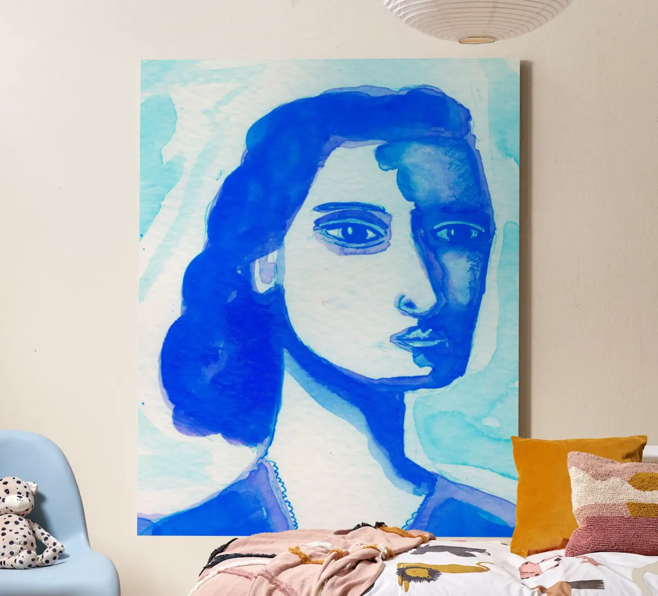 The deep thinker blue canvas with Floater frame by Pictufy Sun & Spirit