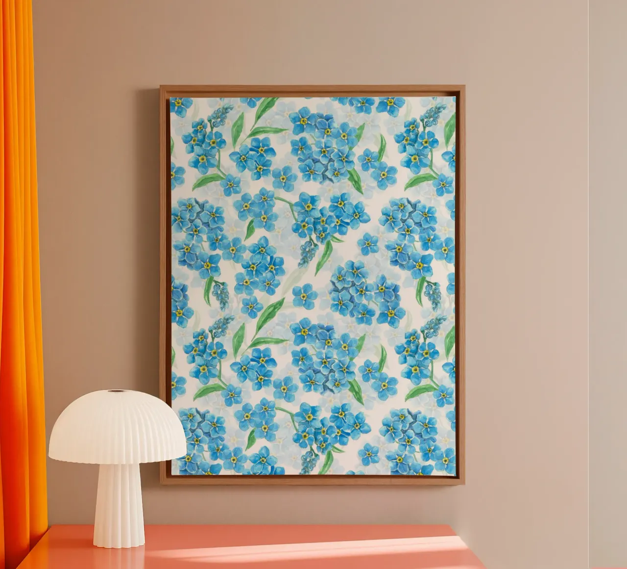 Fiori di dimenticanza su bianco tela con Cornice a cassetta da Painted Nature