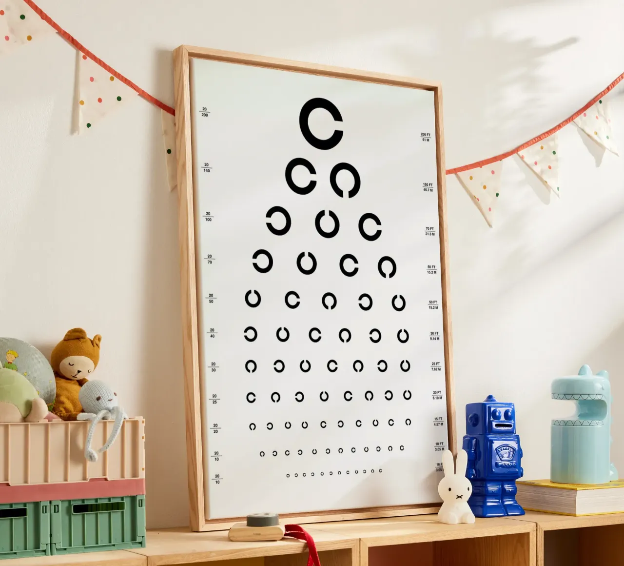 Eye Chart Japanese Design tela con Cornice a cassetta da daylight design studio