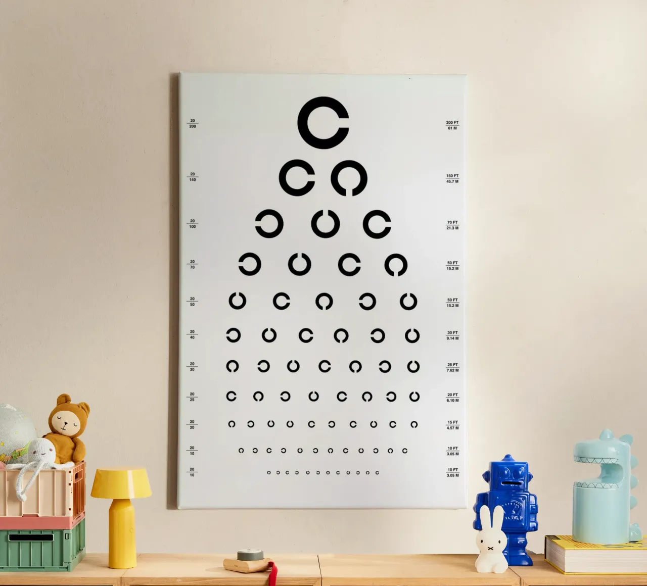 Eye Chart Japanese Design tela con Cornice a cassetta da daylight design studio