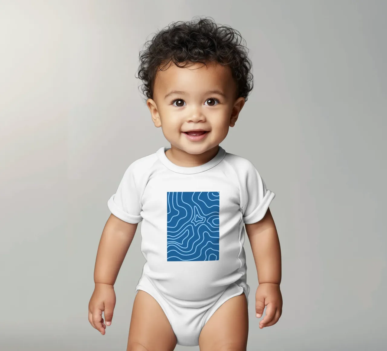 Linee minimaliste blu body neonato maniche corte da MODERN NUANCE