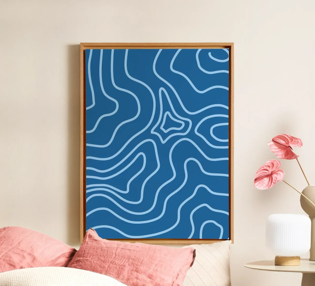 Linee minimaliste blu tela con Cornice a cassetta da MODERN NUANCE