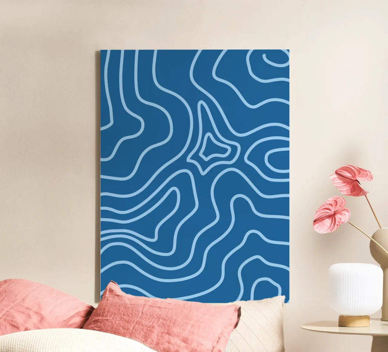 Linee minimaliste blu tela con Cornice a cassetta da MODERN NUANCE