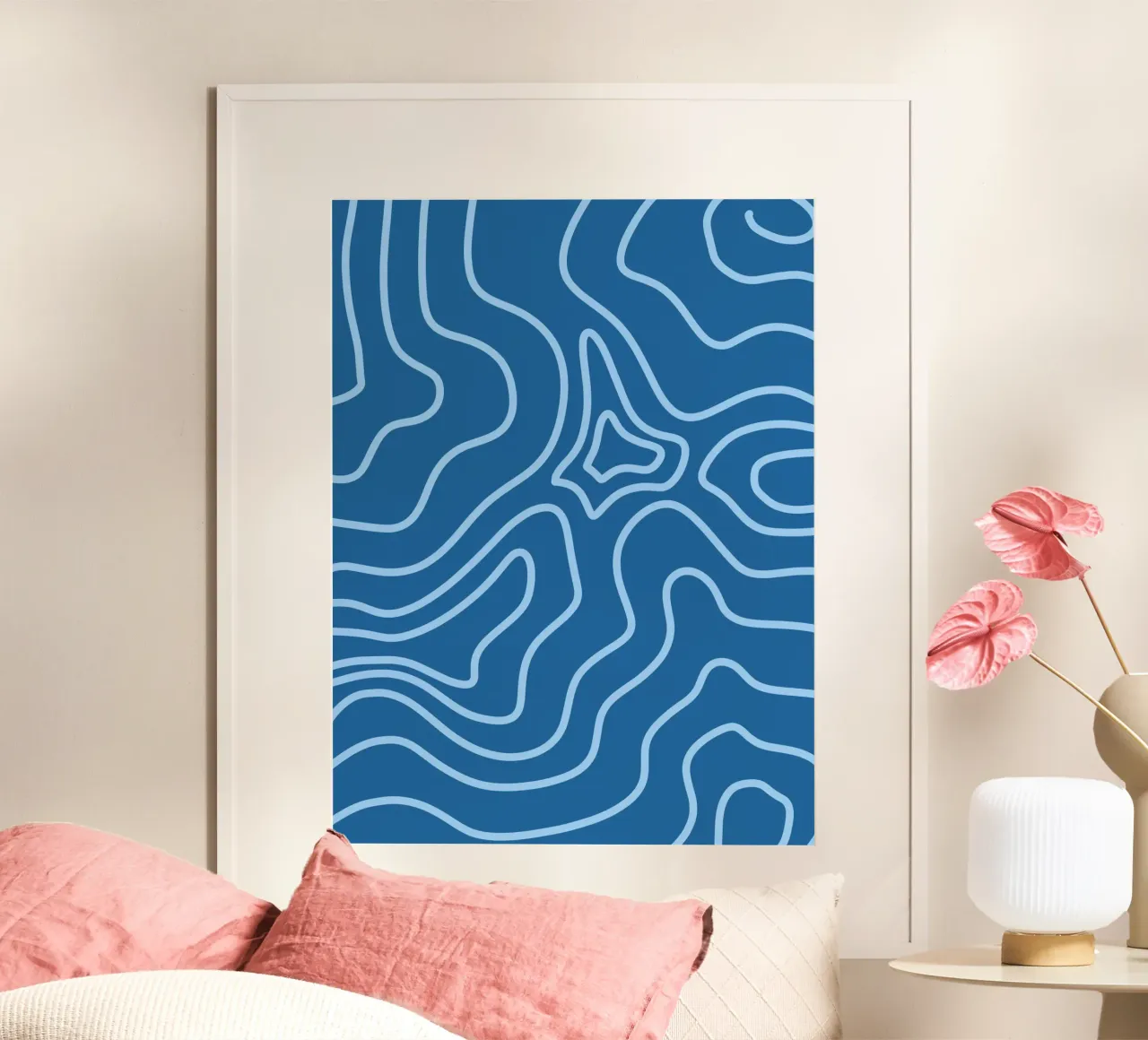 Linee minimaliste blu poster da MODERN NUANCE