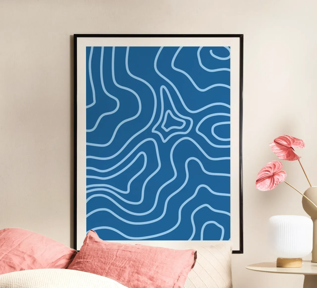 Linee minimaliste blu poster da MODERN NUANCE