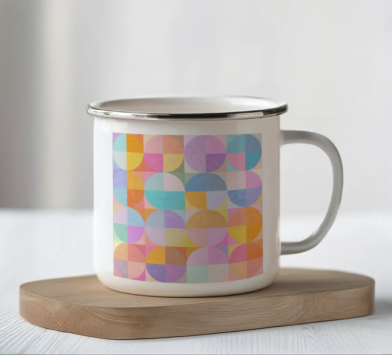 Abstract Circles emaille mok van lovely lines