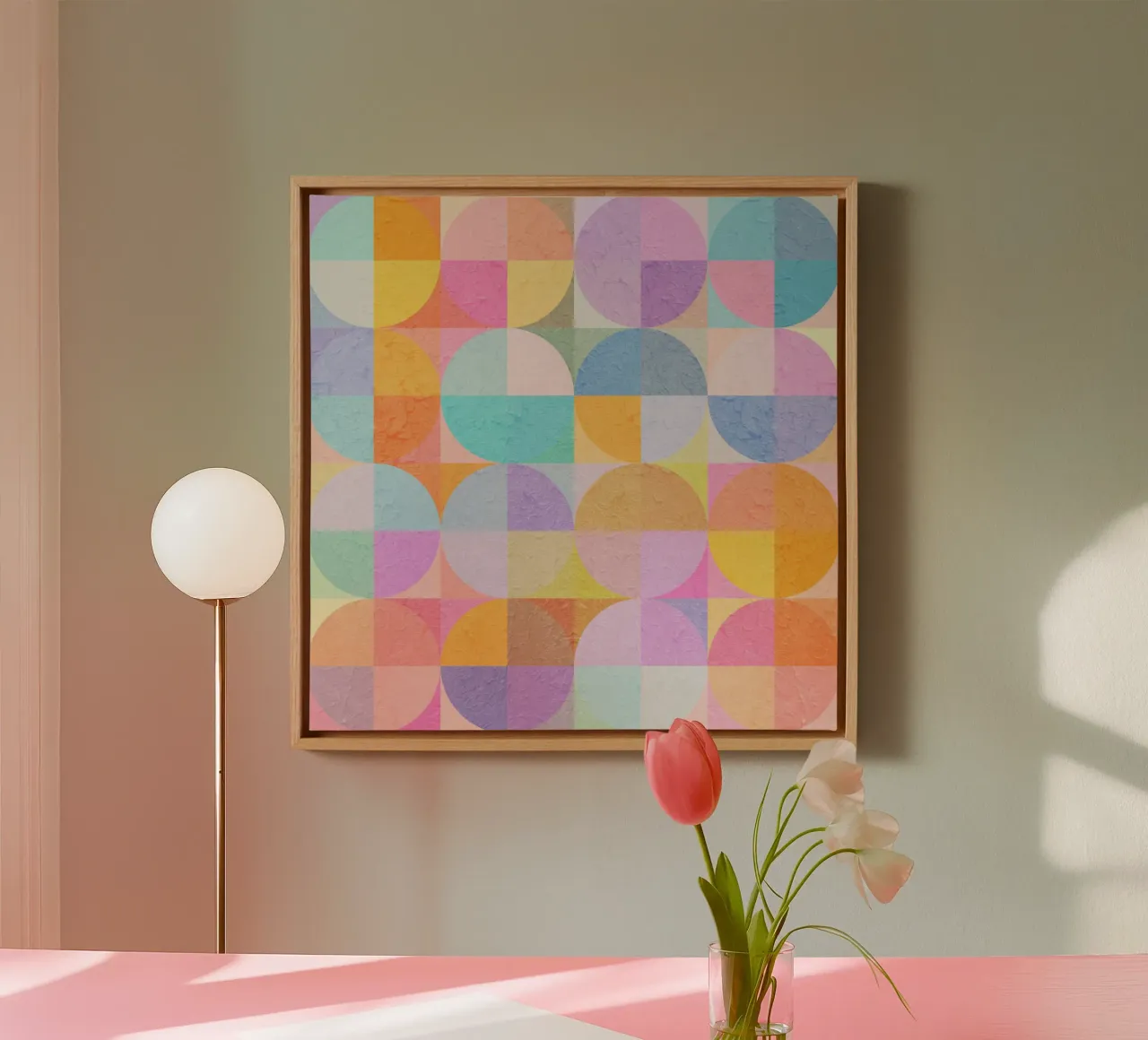 Abstract Circles canvas met Baklijst van lovely lines