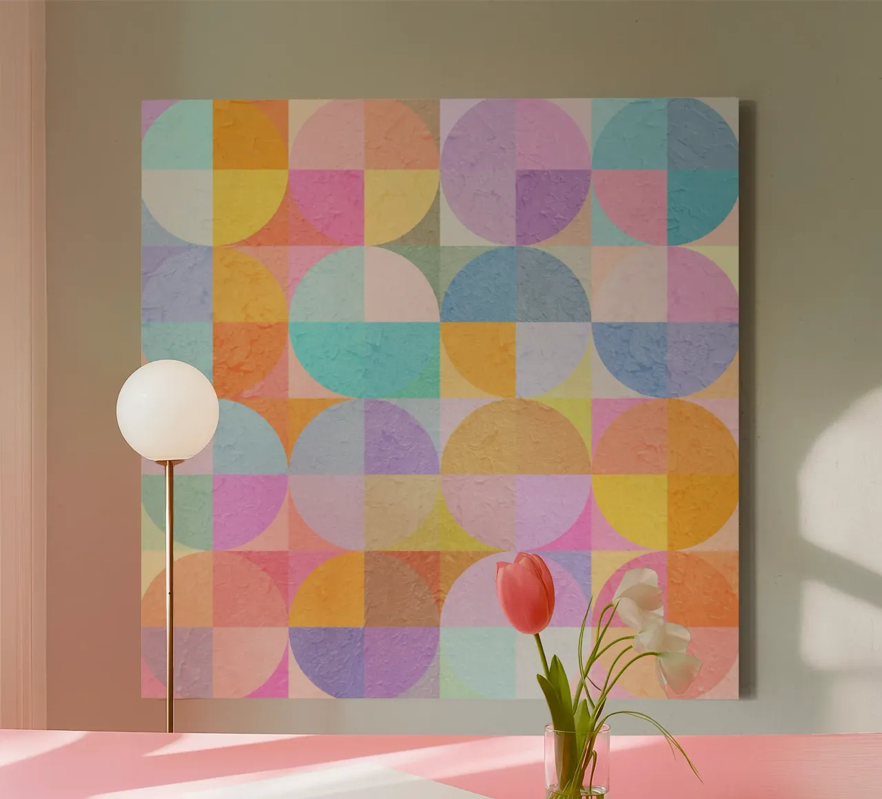 Abstract Circles canvas met Baklijst van lovely lines