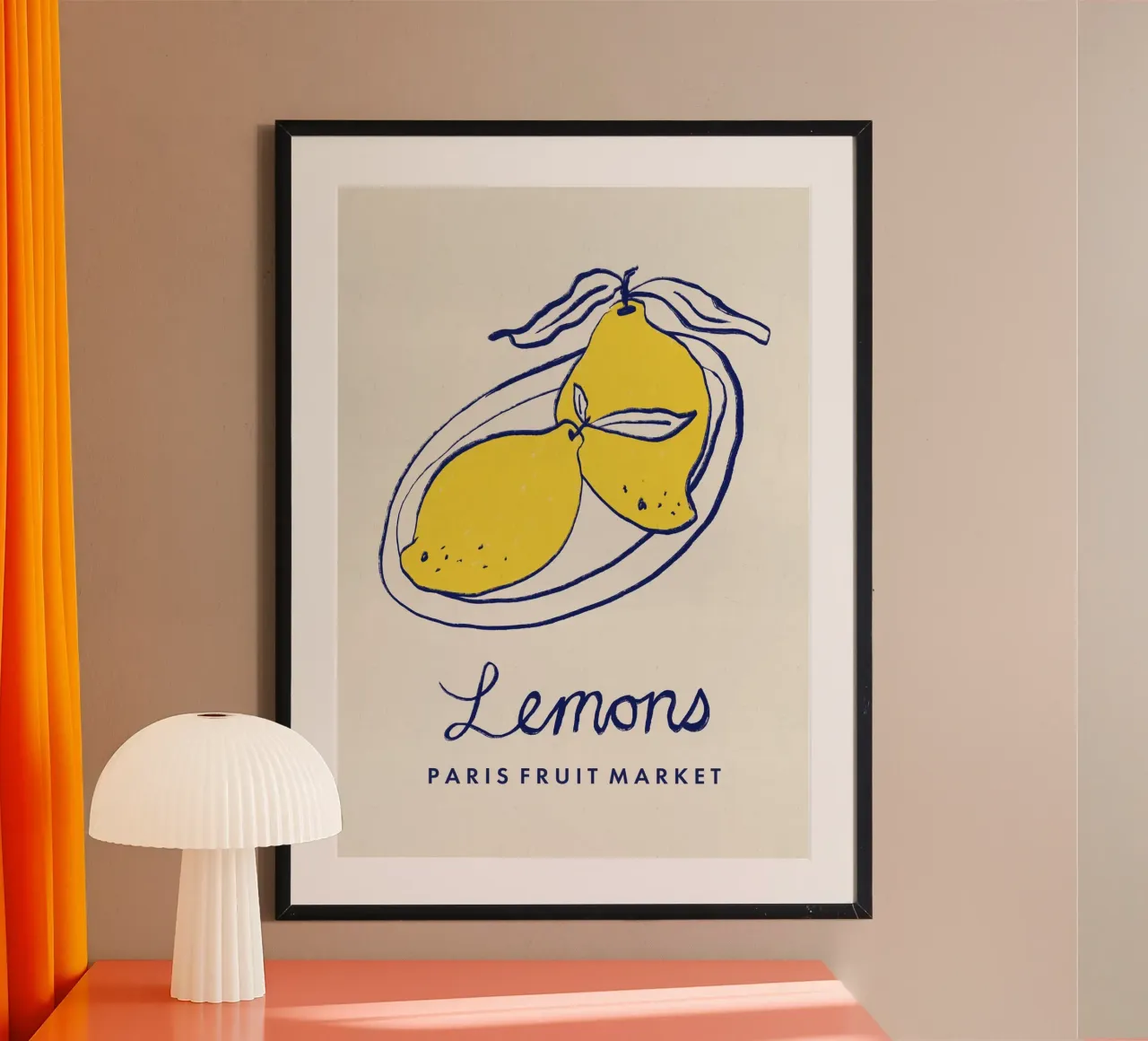 Arte alimentare - Limoni Mercato della frutta di Parigi poster con telaio in plastica da Pictufy Sun & Spirit