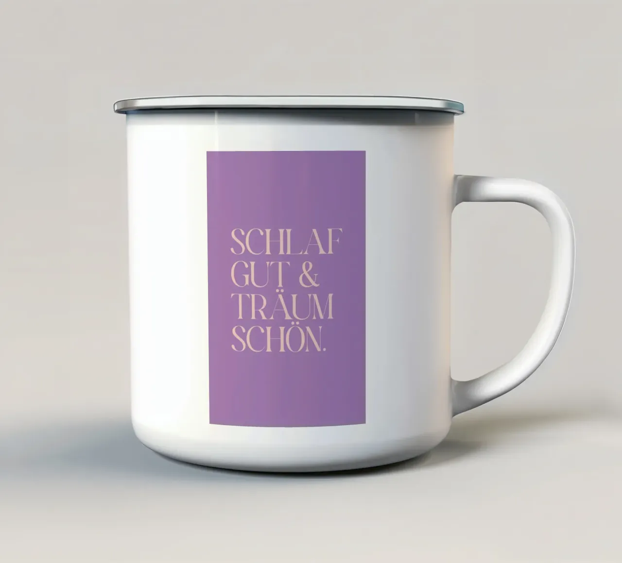 Schlaf gut & träum schön lila tazza in smalto da BAINAI QUOTES