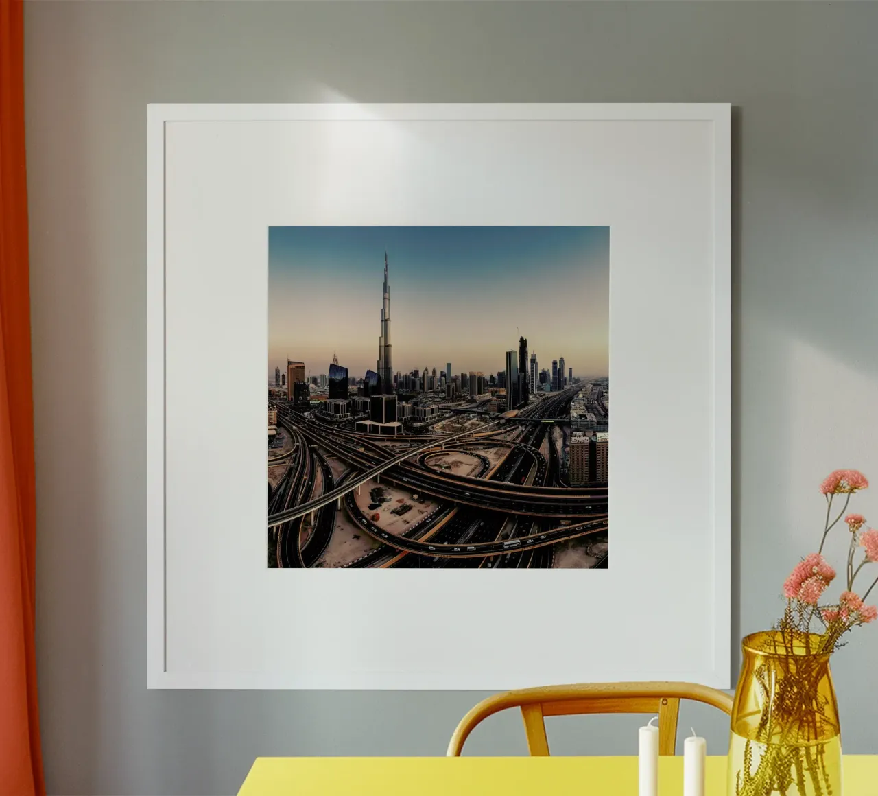 Dubai Skyline Panorama - Jean Claude Castor poster con telaio in plastica da Pictufy
