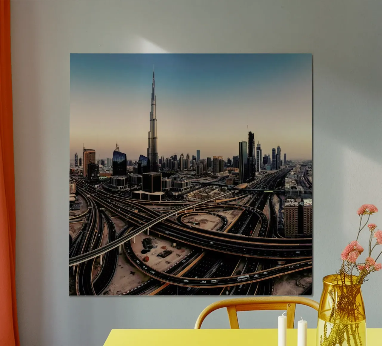 Dubai Skyline Panorama - Jean Claude Castor poster con telaio in plastica da Pictufy
