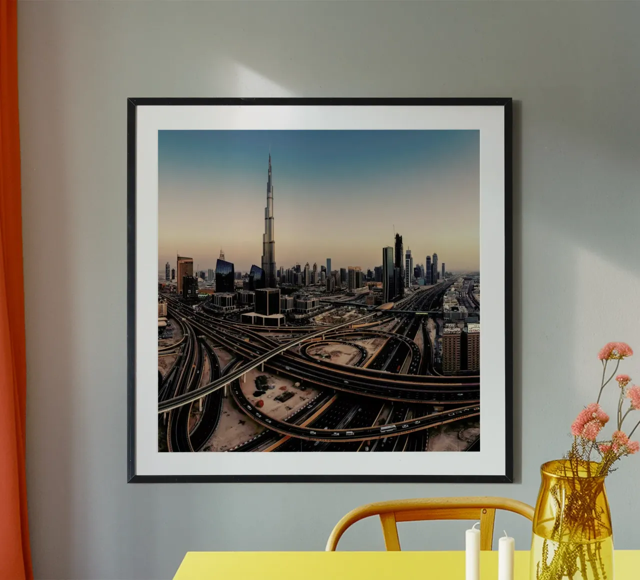 Dubai Skyline Panorama - Jean Claude Castor poster con telaio in plastica da Pictufy