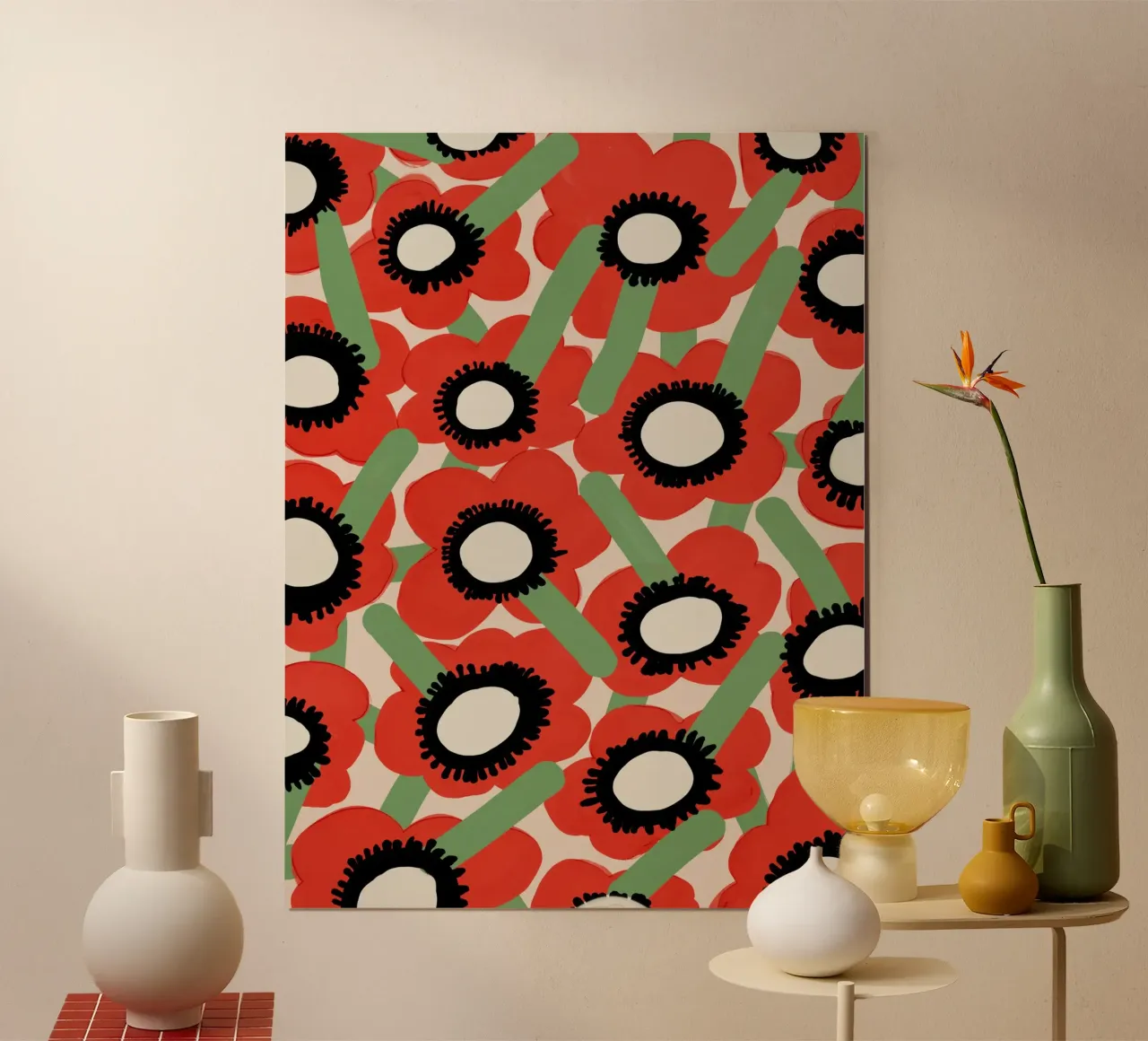 Happy Poppy poster con telaio in plastica da treechild