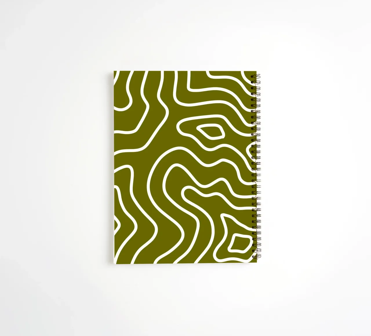White Line Army Green Background spiral notebook by MODERN NUANCE