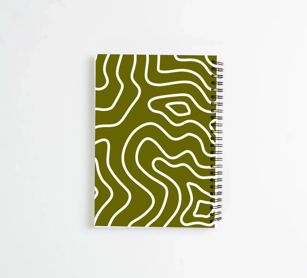White Line Army Green Background spiral notebook by MODERN NUANCE