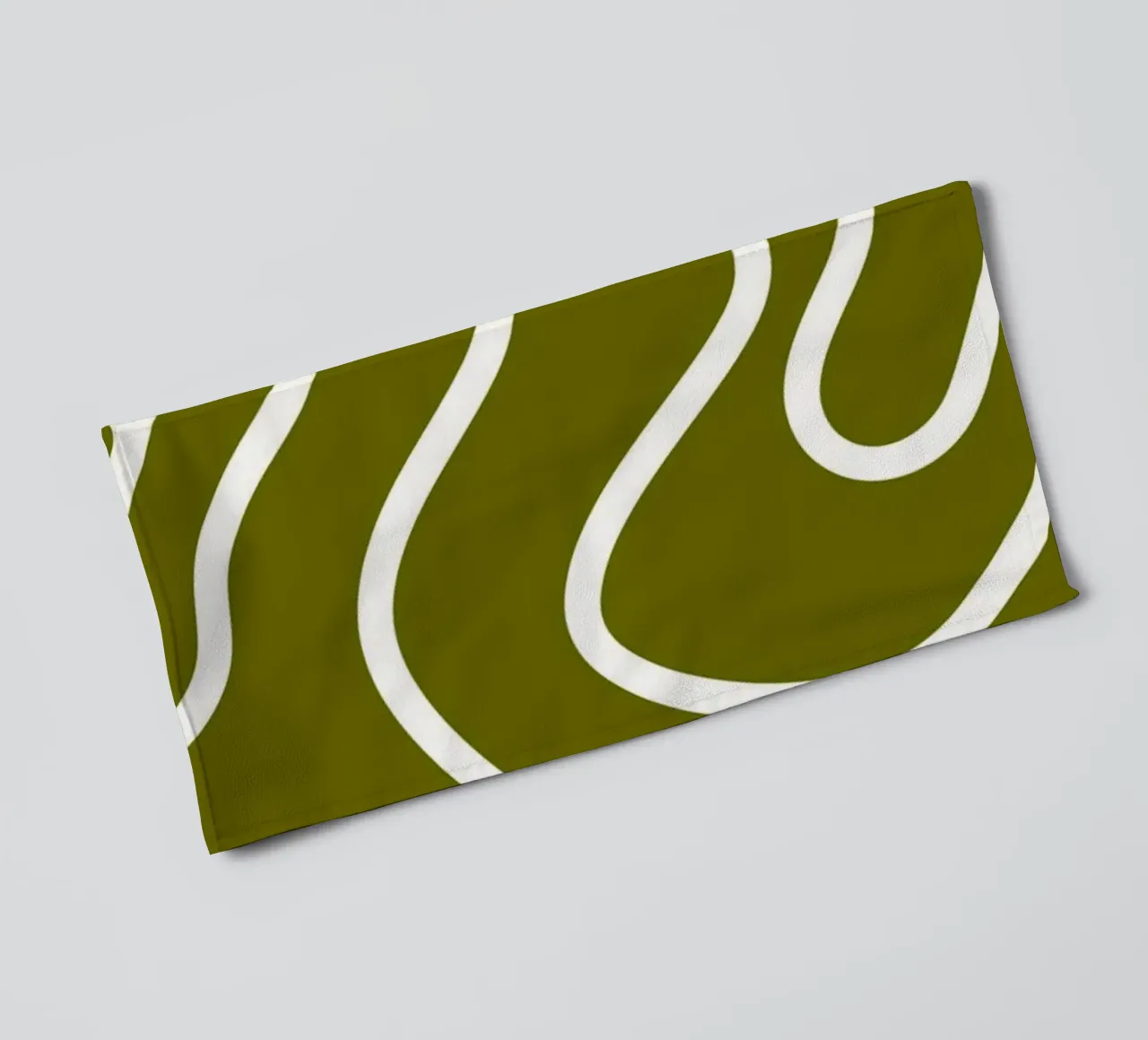 White Line Army Green Background towel by MODERN NUANCE