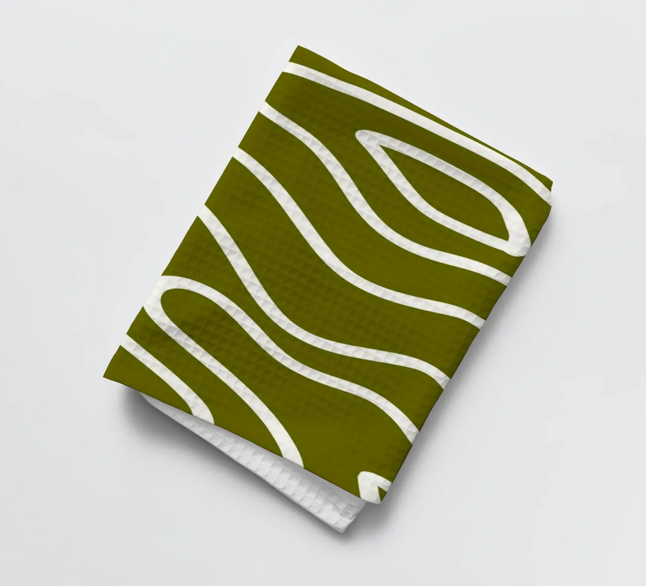 Ligne blanche Fond vert armée torchon de MODERN NUANCE